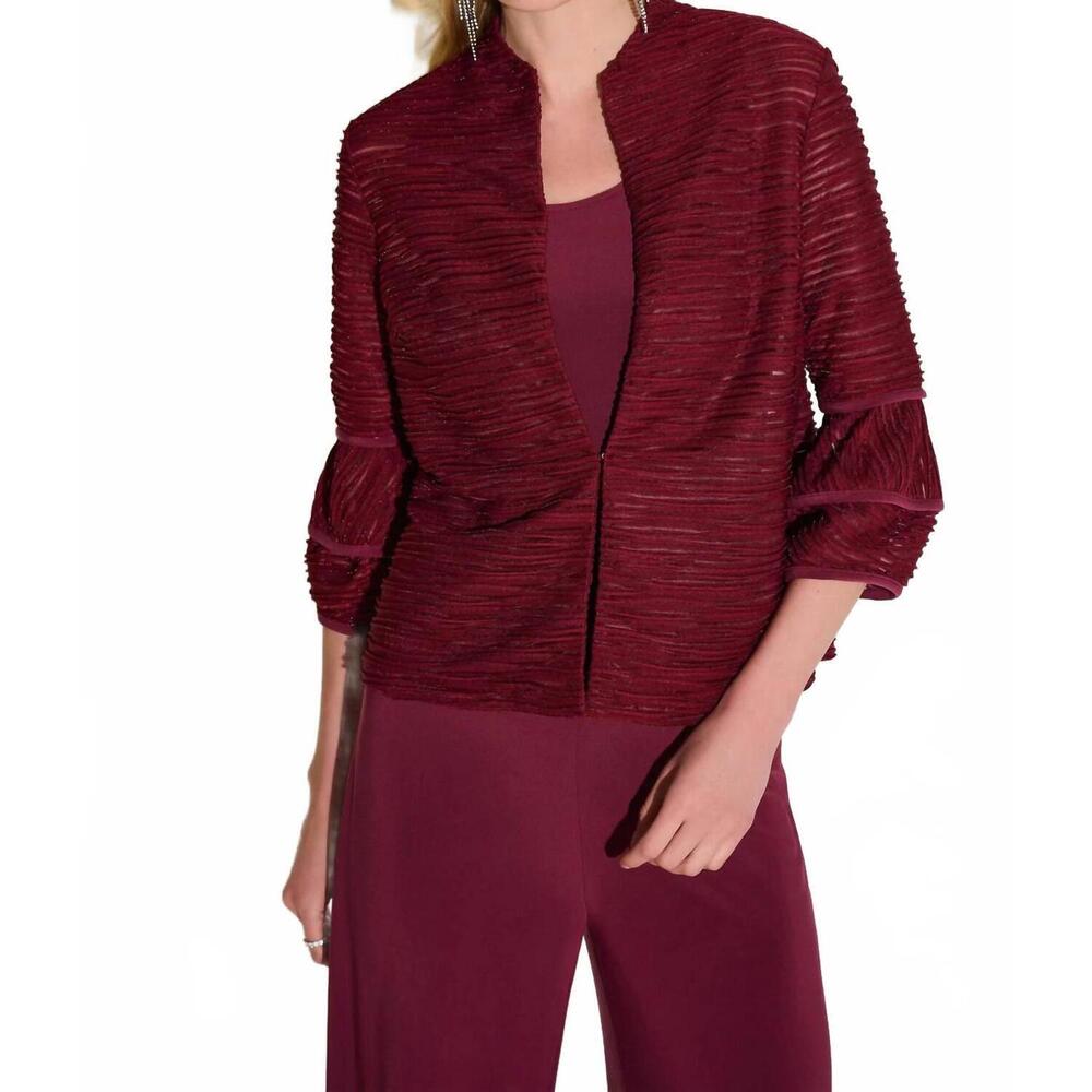 NEW JOSEPH RIBKOFF cascade knit twin set jacket in merlot